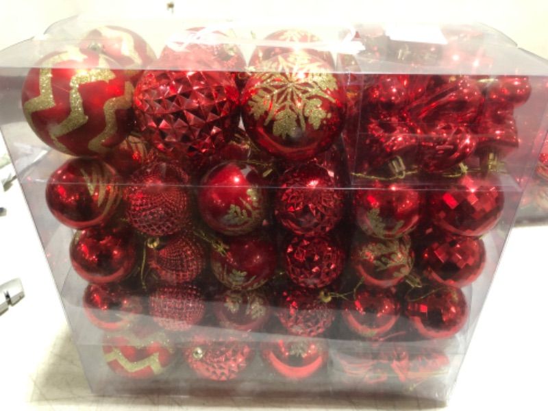 Photo 2 of 116Pcs Red Christmas Ball Ornaments Set, Shatterproof Christmas Hanging Decoration Set with Gift Box, Assorted Decorative Baubles Set for Xmas Tree/Home/Wedding/Party/Holiday (Red)