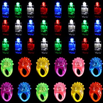 Photo 1 of 36 Pieces Flashing Colorful LED Rings LED Light Up Bumpy Jelly Rings with LED Finger Lights for Halloween Party Favors Raves Concert Shows
