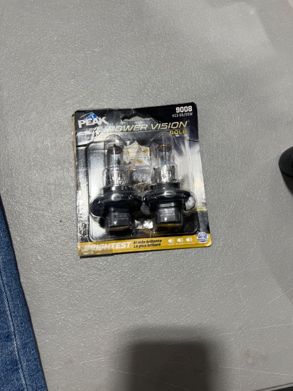 Photo 1 of Peak Power Vision Gold Halogen High/Low Beam Automotive Bulb 9008 H13 65/55W