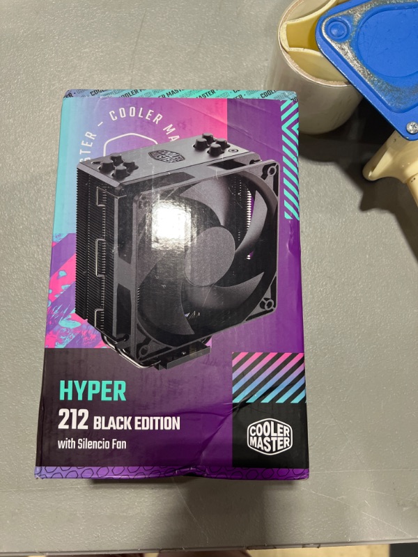 Photo 2 of Cooler Master Hyper 212 Black Edition CPU Air Cooler, Silencio FP120 Fan, Anodized Gun-Metal Black, Brushed Nickel Fins, 4 Copper Direct Contact Heat Pipes for AMD Ryzen/Intel LGA1700/1200/1151 Black Hyper 212 BE Cooler