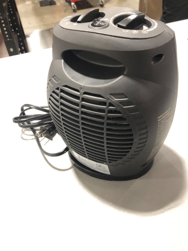 Photo 3 of 1500W Oscillating Ceramic Heater with Adjustable Thermostat, Black
