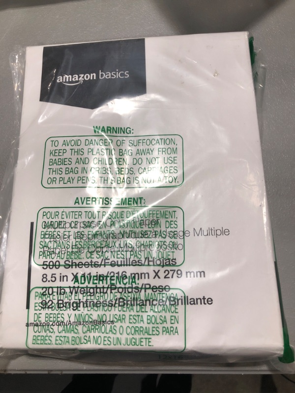 Photo 2 of Amazon Basics Multipurpose Copy Printer Paper, 8.5 x 11 Inch 20Lb Paper - 1 Ream (500 Sheets), 92 GE Bright White 1 Ream | 500 Sheets Multipurpose (8.5x11) Paper