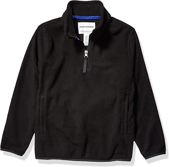 Photo 1 of Boys' Polar Fleece Quarter-Zip Pullover Jacket, Black, Medium
