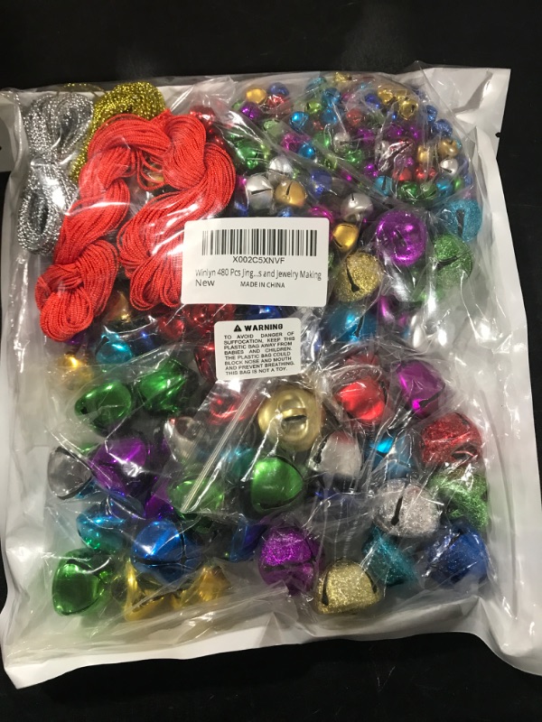 Photo 2 of 480 Pcs Christmas Jingle Bells Bulk Colorful Craft Bells Holiday Metal DIY Bells 6 Sizes 0.2" to 1" 7 Colors Shiny Matte Frosted with String for Christmas Festival Decorations Jewelry Making Crafts