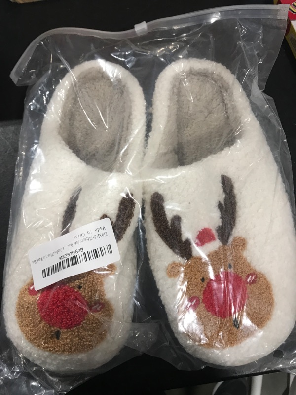 Photo 2 of ajobity Cute Slipper for Women Elk Slide Slippers Fun Xmas Slippers Heart Bunny Slides Soft Plush Christmas Cotton Slippers Keep Warm Couples Slides Red 7.5-8 Women/6.5-7 Men