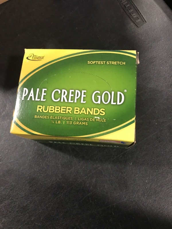 Photo 2 of Alliance Rubber 20549 Pale Crepe Gold Rubber Bands Size #54, 1/4 lb Box (Assorted Sizes, Golden Crepe) Assorted 1/4 Pound Box