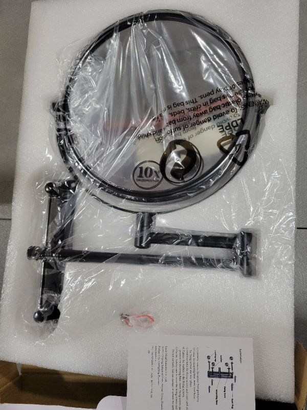 Photo 1 of LANSI Wall Mounted Makeup Mirror, 1X/10x Magnifying Makeup Mirror 8" Height Adjustable Bathroom Mirror, 360° Swivel Vanity Mirror Flexible Wall Mirror for Bathroom Bedroom (Silver) 1 Count (Pack of 1)