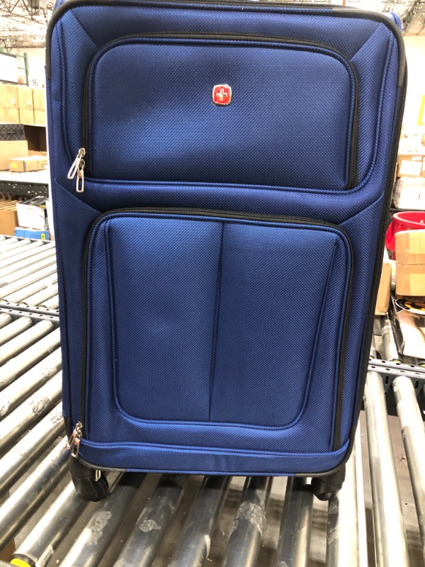 Photo 3 of SwissGear Sion Softside Expandable Roller Luggage, Blue, Checked-Large 29-Inch Checked-Large 29-Inch Blue