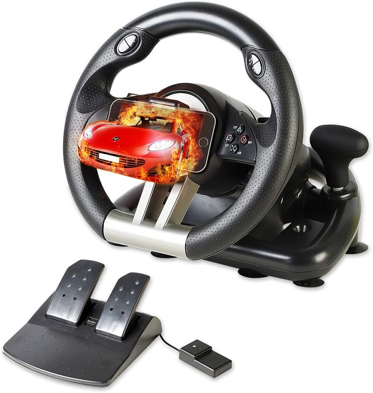 Photo 1 of Serafim R1+ Racing Wheel - Gaming Steering Wheel with Responsive Pedal - Compatible with Xbox ONE PS4 PS3 Switch PC iOS Android - Xbox One Steering.
