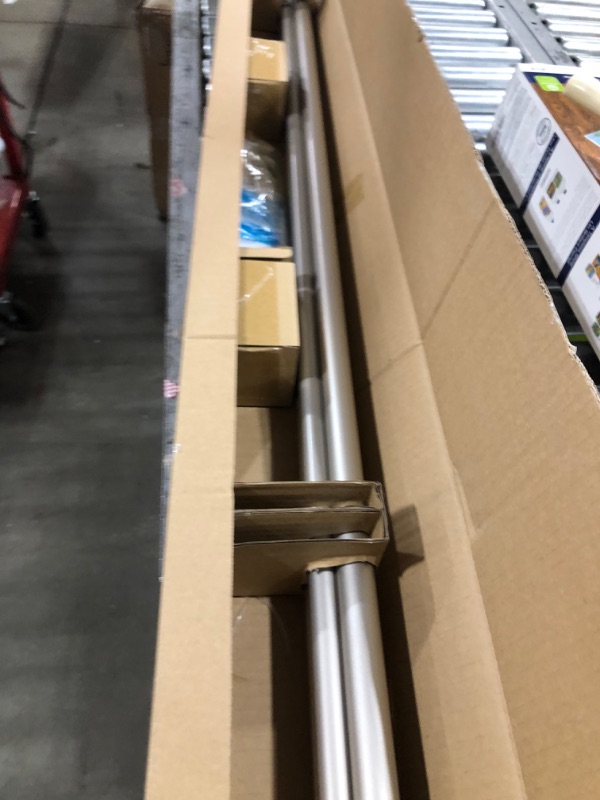 Photo 3 of Amazon Basics 1" Double Curtain Rod with Square Finials - 72" to 144", Nickel Nickel 72" to 144" 1-Inch Double Rod Rod