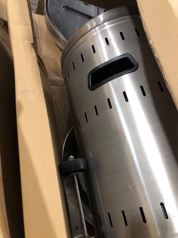Photo 1 of Amazon Basics 46,000 BTU Outdoor Propane Patio Heater with Wheels, Commercial & Residential - Stainless Steel, 18x89 Stainless Steel Stainless Steel Heater