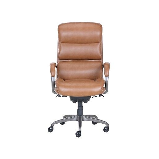 Photo 1 of La-Z-Boy Aberdeen Ergonomic Bonded Leather Swivel Computer and Desk Chair, Camel (51545-CAM)
