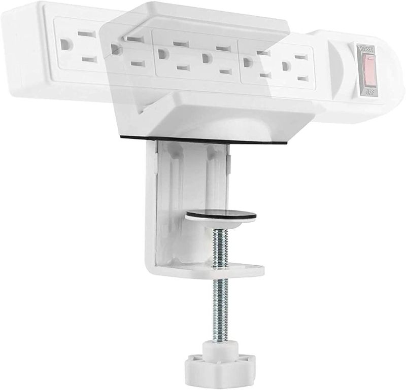 Photo 1 of AVLT Power Strip Desk Clamp Holder Mount - Fits Power Strip with Width Between 1.6" to 2.4" - Anti-Scratch Clamp Pad - Cable Management - for Desk Edge, Work Bench, Spinal Condition
