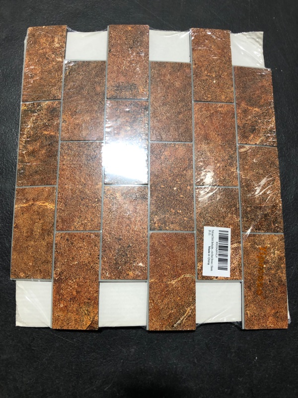 Photo 2 of Yipscazo Peel and Stick Backsplash, Stick on Backsplash PVC Wall Tiles for Kitchen in Amber Sandstone Subway Tiles (11.81''x11.81'', Sample Sheet? 1 Amber Sandstone