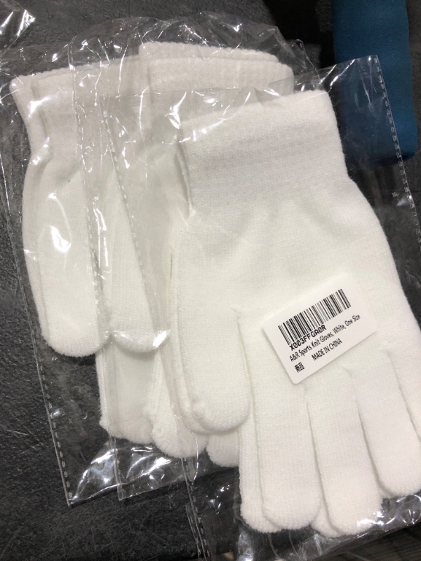 Photo 2 of 3 PACK A&R Sports Knit Gloves One Size White