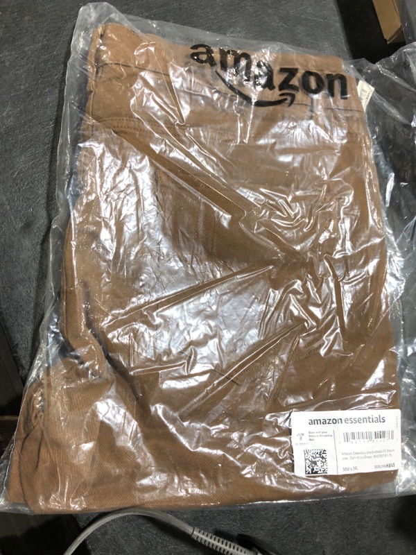 Photo 2 of Amazon Essentials Men's Athletic-Fit Stretch Jean 38W x 34L Dark Khaki Brown