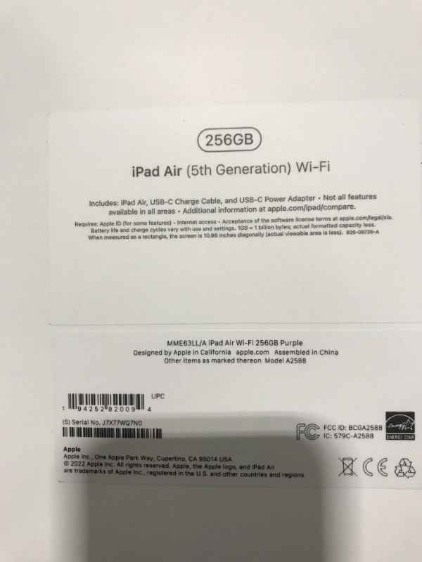 Photo 6 of 10.9-inch iPad Air Wi-Fi 256GB - Purple WiFi 256GB Purple