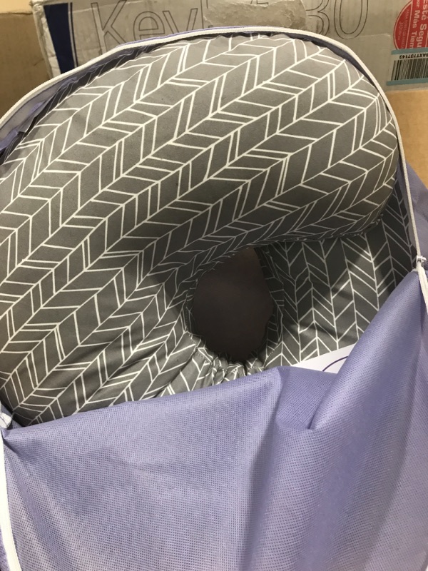 Photo 2 of Boppy Nursing Pillow and Positioner - Original | Gray Chevron Stripes | Breastfeeding, Bottle Feeding, Baby Support | with Removable Cotton Blend Cover | Awake-Time Support