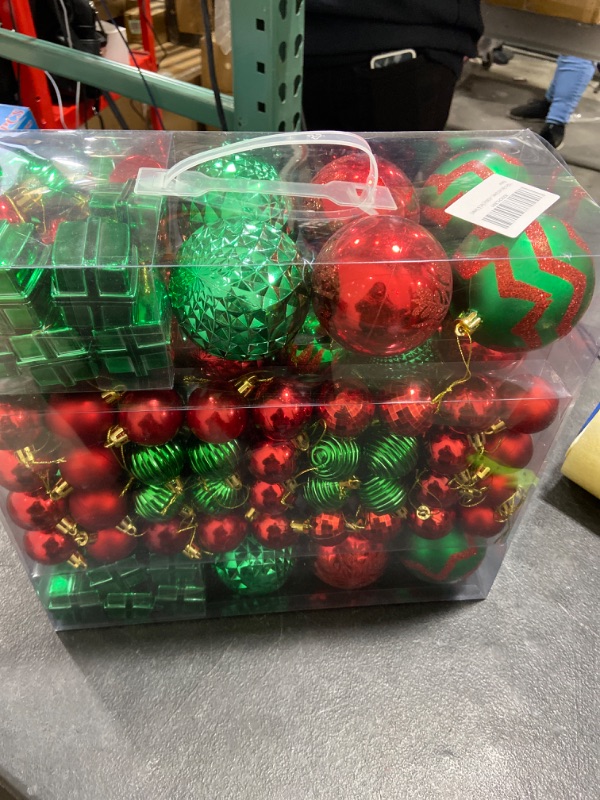 Photo 2 of 116Pcs Green and Red Christmas Ball Ornaments, Shatterproof Christmas Hanging Decoration Set with Gift Box, Assorted Decorative Baubles Set for Xmas Tree/Home/Wedding/Party/Holiday (Red & Green)