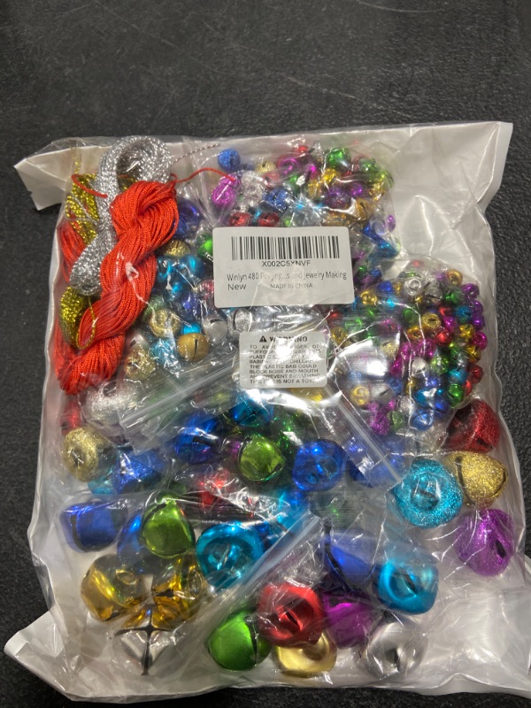 Photo 2 of 480 Pcs Christmas Jingle Bells Bulk Colorful Craft Bells Holiday Metal DIY Bells 6 Sizes 0.2" to 1" 7 Colors Shiny Matte Frosted with String for Christmas Festival Decorations Jewelry Making Crafts