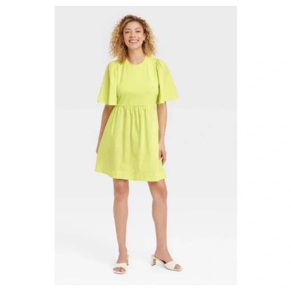 Photo 1 of  Neon Green Ruffle Trim Dress SIZE M