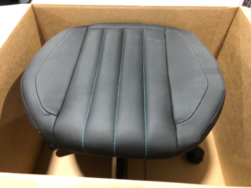 Photo 1 of Rolling Office Stool Black and Blue Stitching 