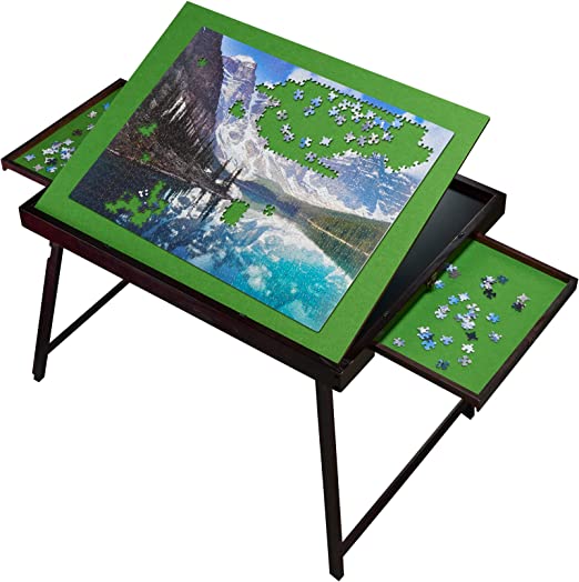 Photo 1 of 1500 Piece Tilting Wooden Jigsaw Puzzle Table - 2 Large Drawers with 28" Folding Legs & Wood Cover, Puzzle Board | 26” X 34” Jigsaw Puzzle Board Portable - Portable Puzzle Table
