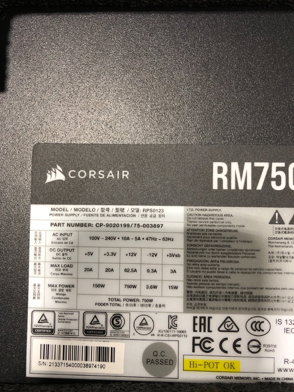 Photo 3 of Corsair RMX Series (2021), RM750x, 750 Watt, Gold, Fully Modular Power Supply RMx 750W