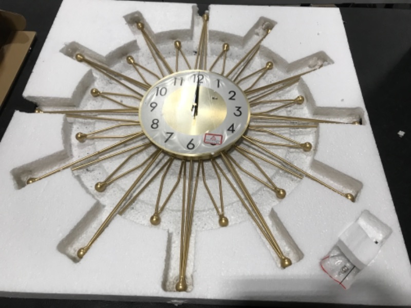 Photo 1 of YISITEONE Wall Clock for Living Room Decor - Modern Large Decorative Gold Wall Clocks, 24 Inch Silent Non Ticking Big Metal Art Wall Clock for Bedroom, Office or Hotel Medium 2.gold