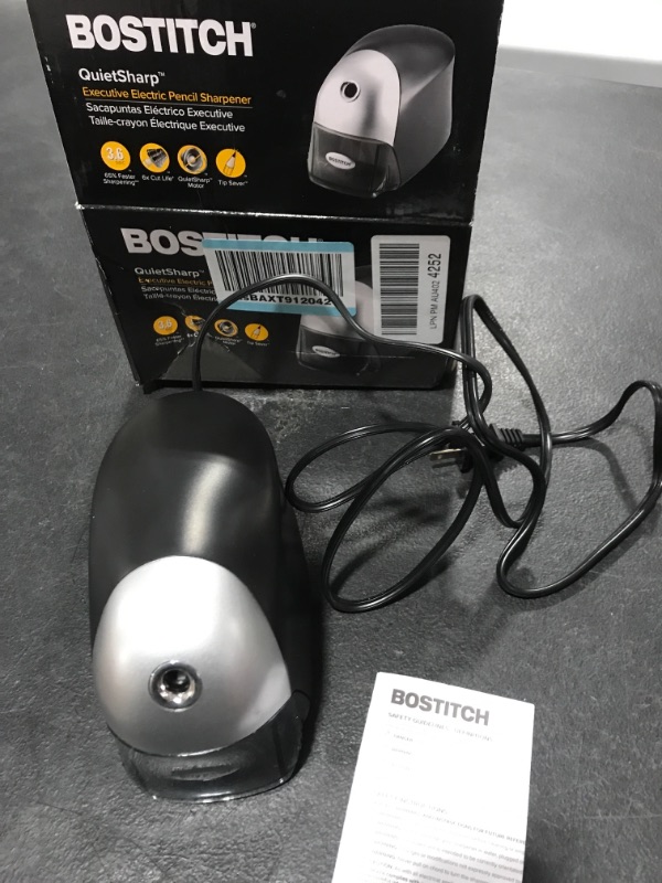 Photo 2 of BOSTITCH QuietSharp Executive Heavy Duty Electric Pencil Sharpener & Colored Pencil Compatible, Perfect for Quiet School & Office Sharpening, Black