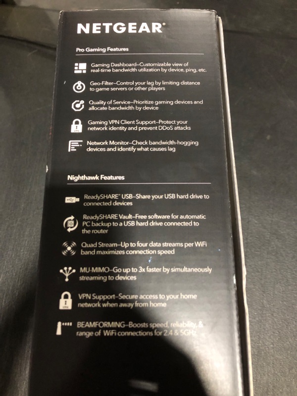 Photo 7 of NETGEAR Nighthawk Pro Gaming XR500 Wi-Fi Router with 4 Ethernet Ports and Wireless Speeds Up to 2.6 Gbps, AC2600, Optimized for Low Ping ---- ?2.2 x 12.7 x 9.6 inches
