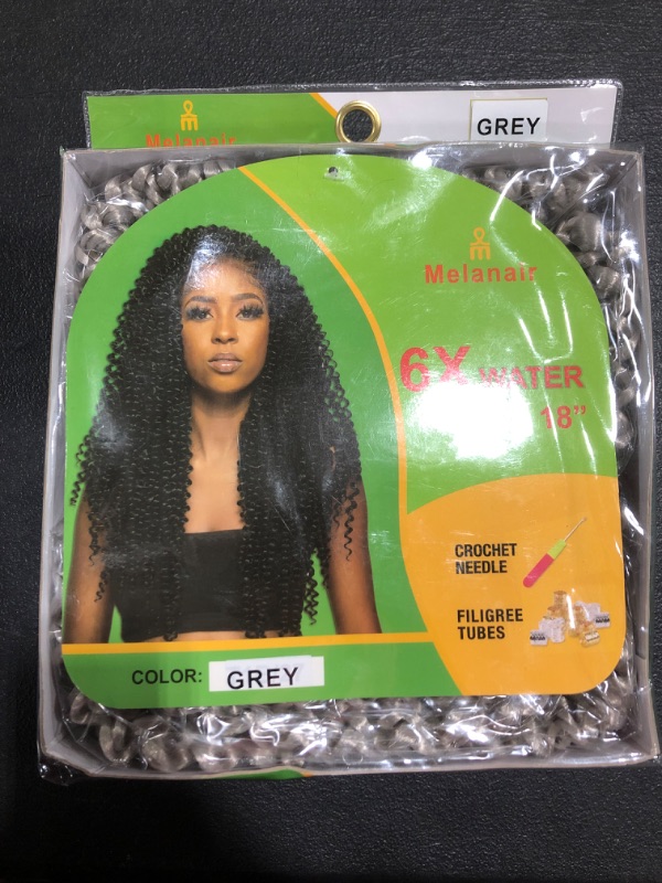 Photo 2 of (hair is grey not black like photo) Melanair Passion Twist Crochet Hair 18 Inch 6packs Water Wave Passion Twist Hair Crochet Braids Pre-Looped Synthetic GREY