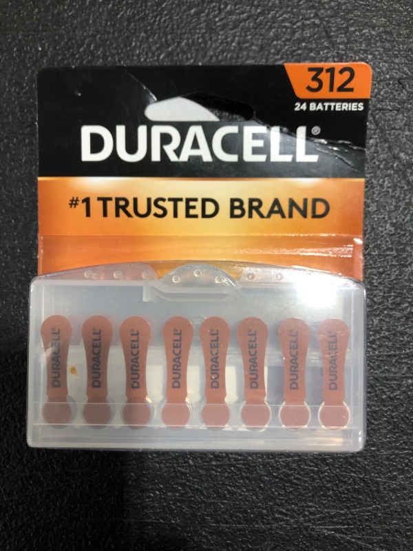 Photo 2 of Duracell Hearing Aid Batteries Brown Size 312, 24 Count Pack, 312A Size Hearing Aid Battery with Long-lasting Power, Extra-Long EasyTab Install for Hearing Aid Devices
