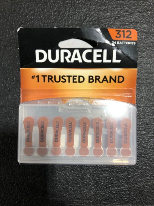 Photo 2 of Duracell Hearing Aid Batteries Brown Size 312, 24 Count Pack, 312A Size Hearing Aid Battery with Long-lasting Power, Extra-Long EasyTab Install for Hearing Aid Devices
