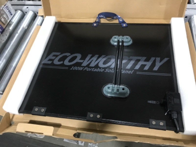 Photo 2 of ECO-WORTHY 100W Portable Solar Panel, Foldable Solar Panel Kit with Adjustable Kickstand for Power Station Camping RV Tarvel Trailer