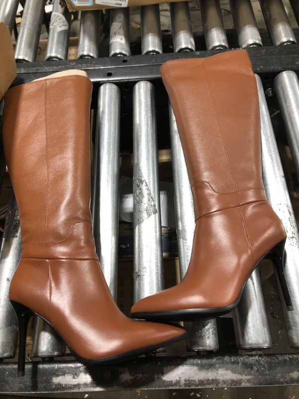 Photo 2 of Dance&Style Women's Leather Boots Middle Thin Heels Shoes Zipper Knee High Boots SIZE 8.5
