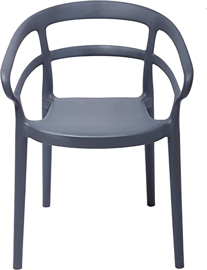 Photo 1 of Amazon Basics Dark Grey, Curved Back Dining Chair-Set of 2, Premium Plastic
