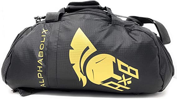 Photo 1 of Alphabolix Spartan Men Gym Bag 3.0 SoA Hybrid Convertible Duffel Bag Backpack - Large Capacity, WideMouth, 3 Water Resistant Compartments, Practical Tactical Carry-on Heavy-duty Duffle (Black, Medium)
