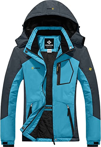 Photo 1 of GEMYSE Women's Mountain Waterproof Ski Snow Jacket Winter Windproof Rain Jacket -- womens Medium