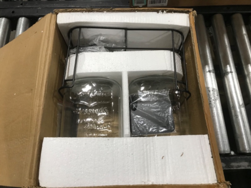 Photo 2 of Dual Gallon Glass Beverage Dispensers with Metal Stand, Stainless Steel Spigot, Metal Lid and Drip Trays- Gallon Glass Yorkshire Mason Container for Kombucha Fermenting, Iced Tea and more