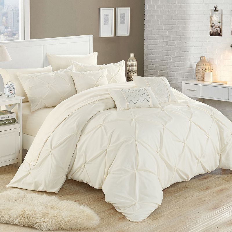 Photo 1 of Alvatore Pinch Pleated Bed in a Bag Comforter Set Queen 
