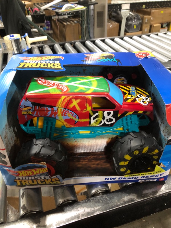 Photo 2 of ?Hot Wheels RC Monster Trucks 1:15 Scale HW Demo Derby, 1 Remote-Control Toy Truck with Terrain Action Tires, Toy for Kids 4 Years Old & Older HW DEMO DERBY RC