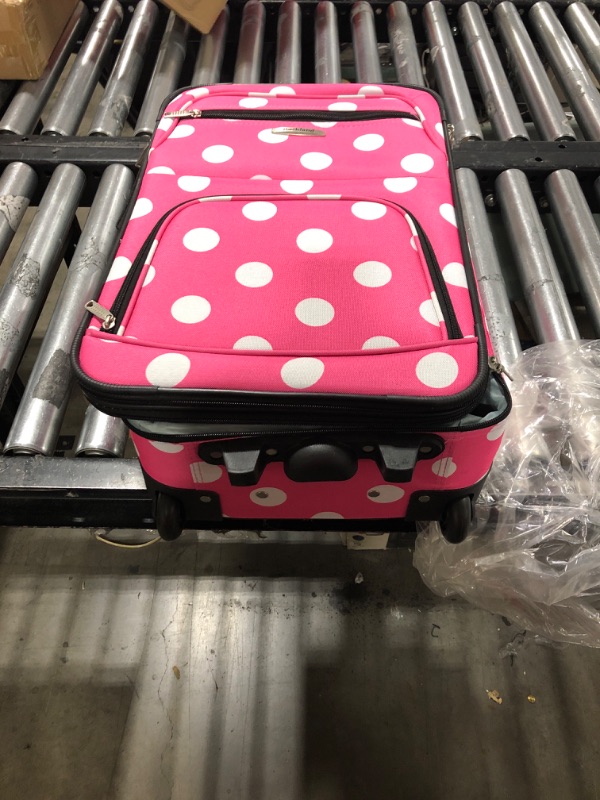 Photo 3 of Rockland Fashion Softside Upright Luggage Set, Pink Dots, 2-Piece (14/19) 2-Piece Set (14/19) Pink Dots Standard Packaging