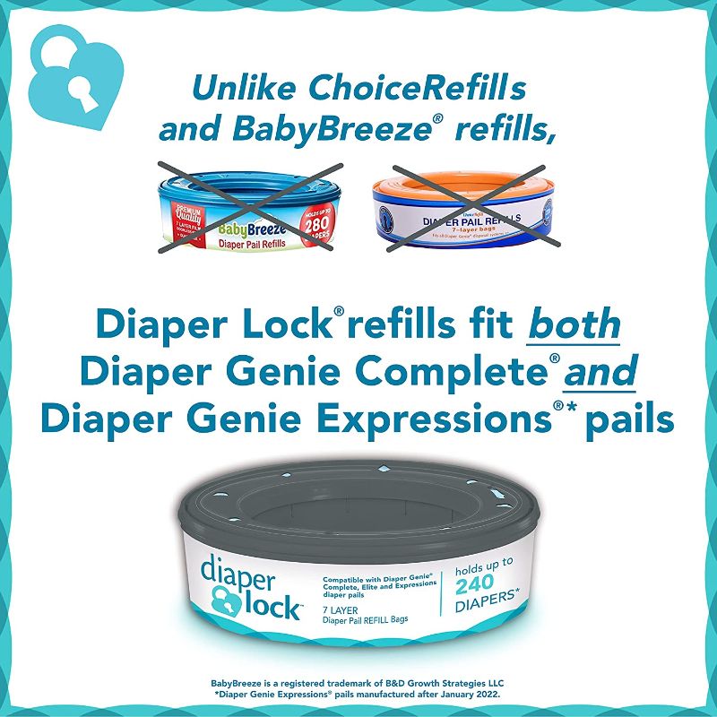 Photo 1 of Diaper Lock Refills, Compatible with Diaper Genie | 240 Count (2-Pack)