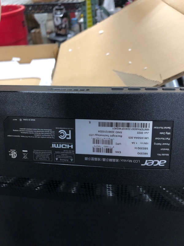 Photo 1 of Acer SB220Q Bi 21.5' Full HD (1920 X 1080) IPS Ultra-Thin Zero Frame Monitor (HDMI & VGA Port)
