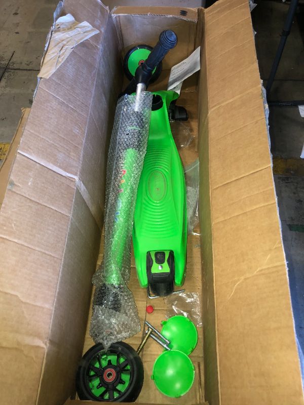 Photo 1 of Allek Kick Scooter B03, Lean 'N Glide 3-Wheeled Push Scooter with Extra Wide PU Light-Up Wheels, Any Height Adjustable Handlebar and Strong Thick Deck for Children from 3-12yrs (Lime Green)

