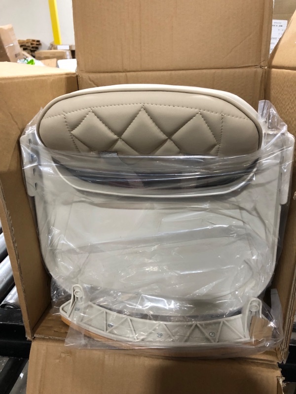 Photo 1 of 3-in-1 Convertible Wooden High Chair,Baby High Chair with Adjustable Legs & Dishwasher Safe Tray, Made of Sleek Hardwood & Premium Leatherette,Cream Color
