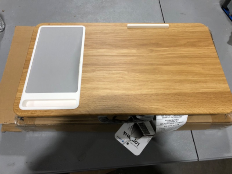 Photo 3 of LapGear Home Office Lap Desk with Device Ledge, Mouse Pad, and Phone Holder - Oak Woodgrain - Fits up to 15.6 Inch Laptops - Style No. 91589 Oak Woodgrain Right-Handed