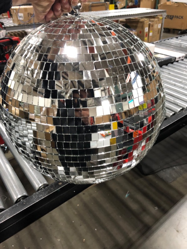 Photo 2 of 16 Inch Large Mirror Disco Ball 80's 90's Disco Ball Decoration Silver Hanging Party Disco Ball for DJ Club Stage Bar Party Wedding Holiday Decoration (16 Inches)