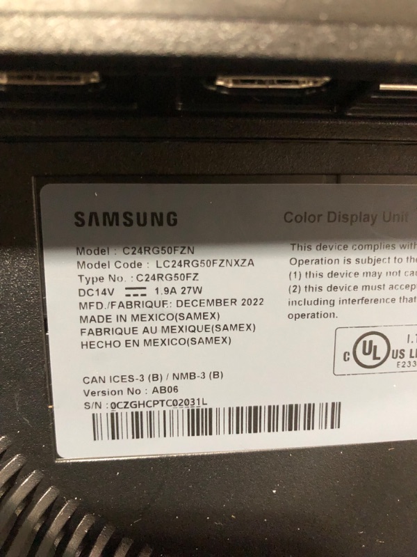 Photo 7 of SAMSUNG 24" CRG5 Curved Gaming Monitor, 144Hz, 4ms, Exclusive Gamer Settings, AMD Radeon FreeSync, Eye Saver Mode, 3000:1 Contrast Ratio, Black